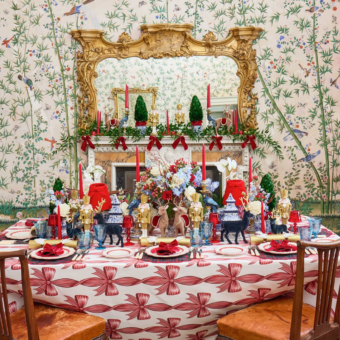 Red Bow Candycane Tablecloth