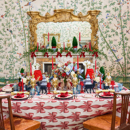 Red Bow Candycane Tablecloth
