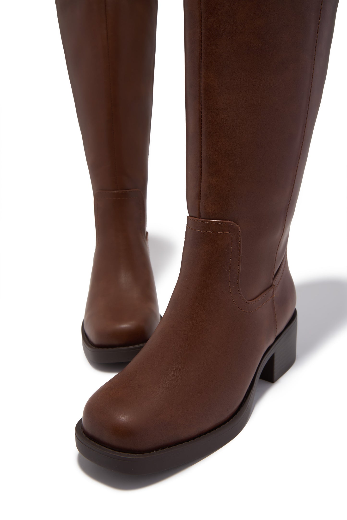 Midnight Icon Wide Fit Below The Knee Moto Boots - Brown