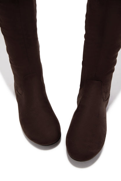 Cozy Season Flat Over The Knee Boots - Brown