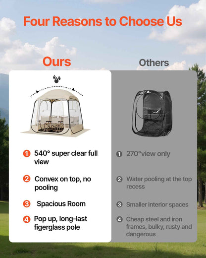 Clear Bubble Pod Tent | 72x72" Pop-Up Igloo Shelter for 2-4 People | Camping & Fishing