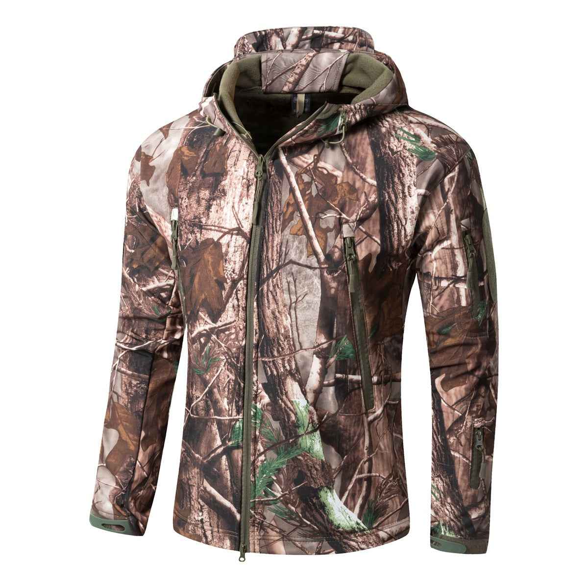 Men's Softshell Fleece Camouflage Jacket – Warm Winter Outdoor Jacket
