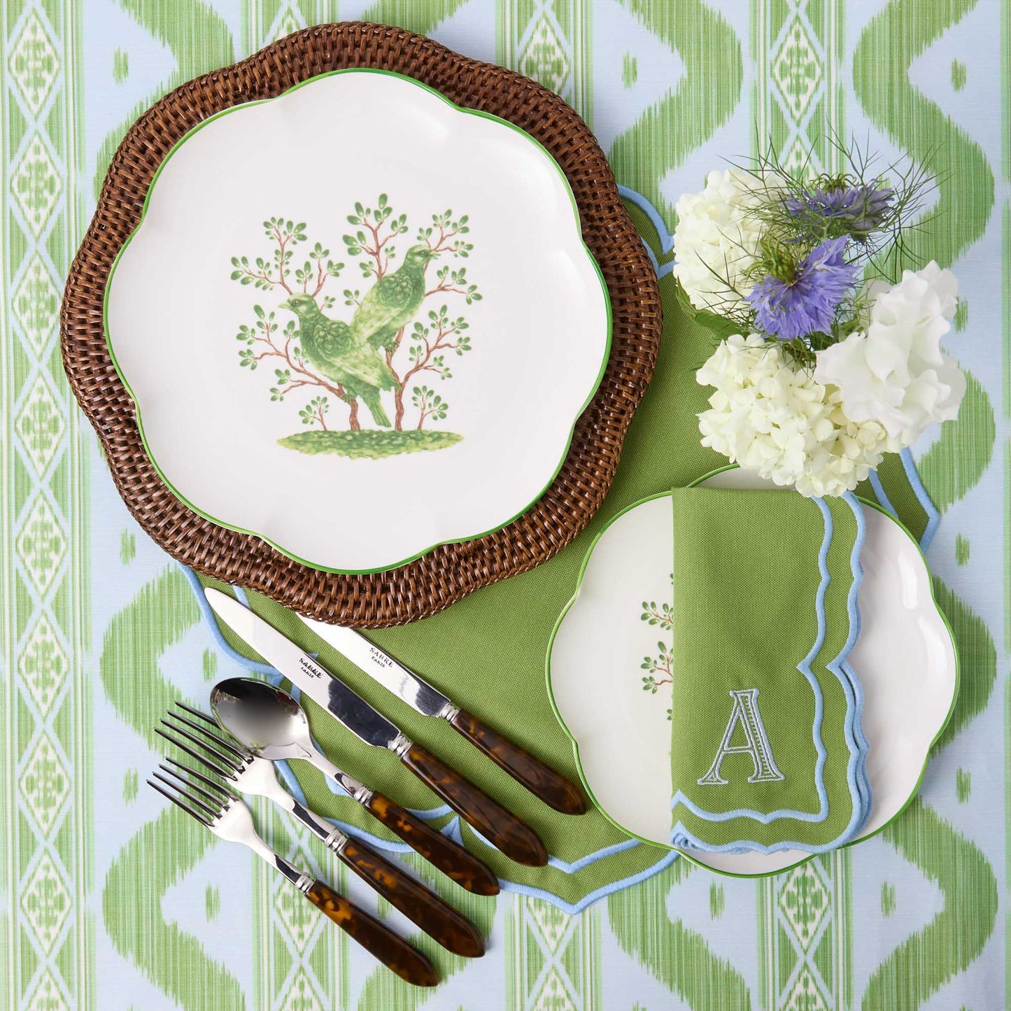 Green Fleur Napkins (Set of 4)
