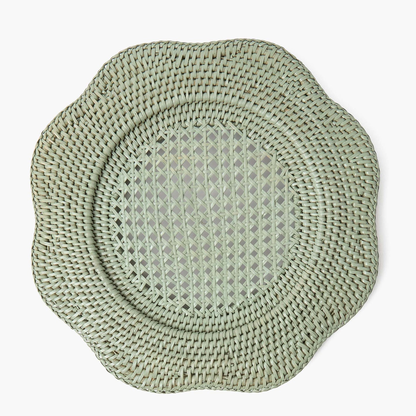 Green Scalloped Rattan Charger Plates (Set of 4)