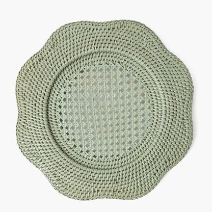 Green Scalloped Rattan Charger Plates (Set of 4)