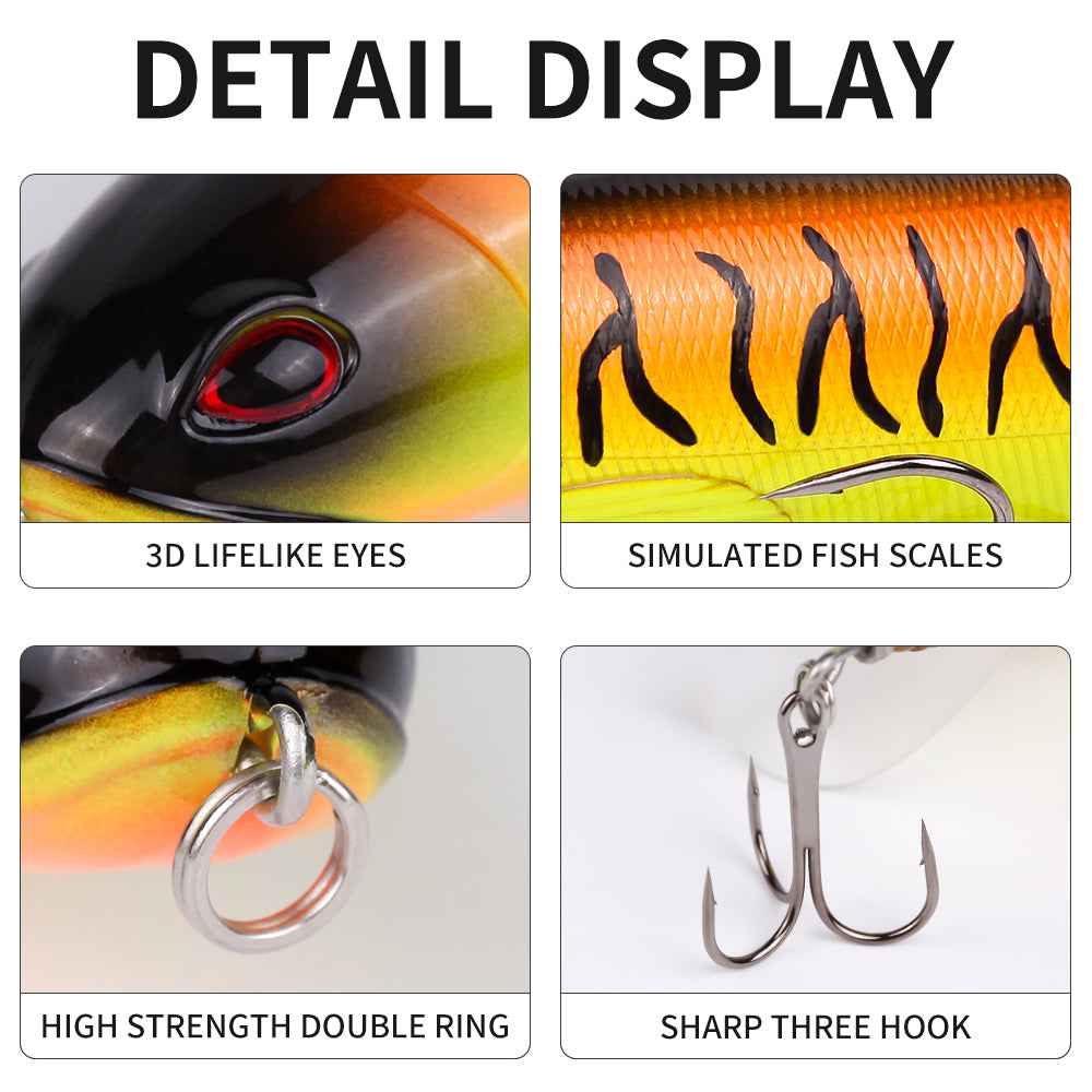 10-Piece Topwater Pencil Lure Set – Propeller Tail, 10cm/13g, 10 Colors