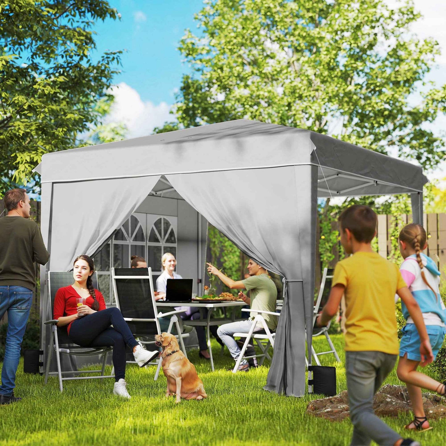 10x10 FT Pop-Up Canopy Tent with Sidewalls | UPF50+ Gazebo for Parties & Events