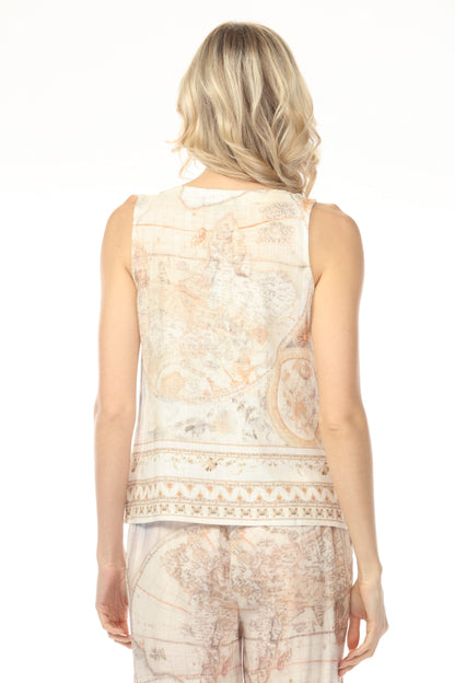 Charlie B Atlas Printed Sleeveless Linen Blend Top C4623-787A