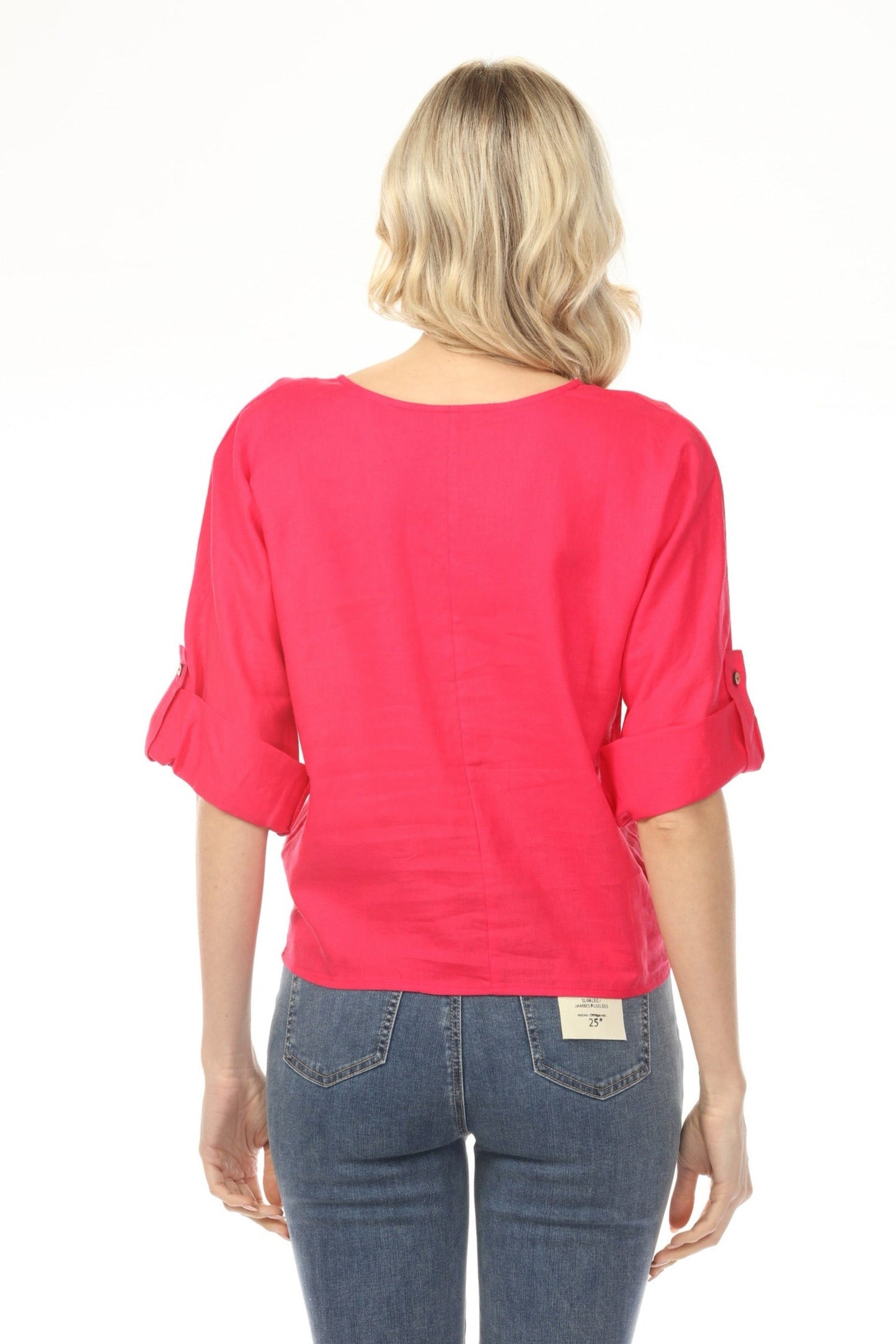 Charlie B Roll-Up Sleeve with Front Tie Top C4603-256C