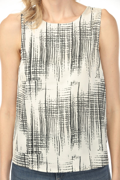 Charlie B Printed Satin Keyhole Back Tank Top C4599P-767B