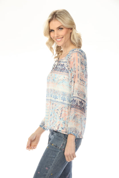 Charlie B Roots Printed Chiffon Raglan Sleeve Blouse C4503RP-680B