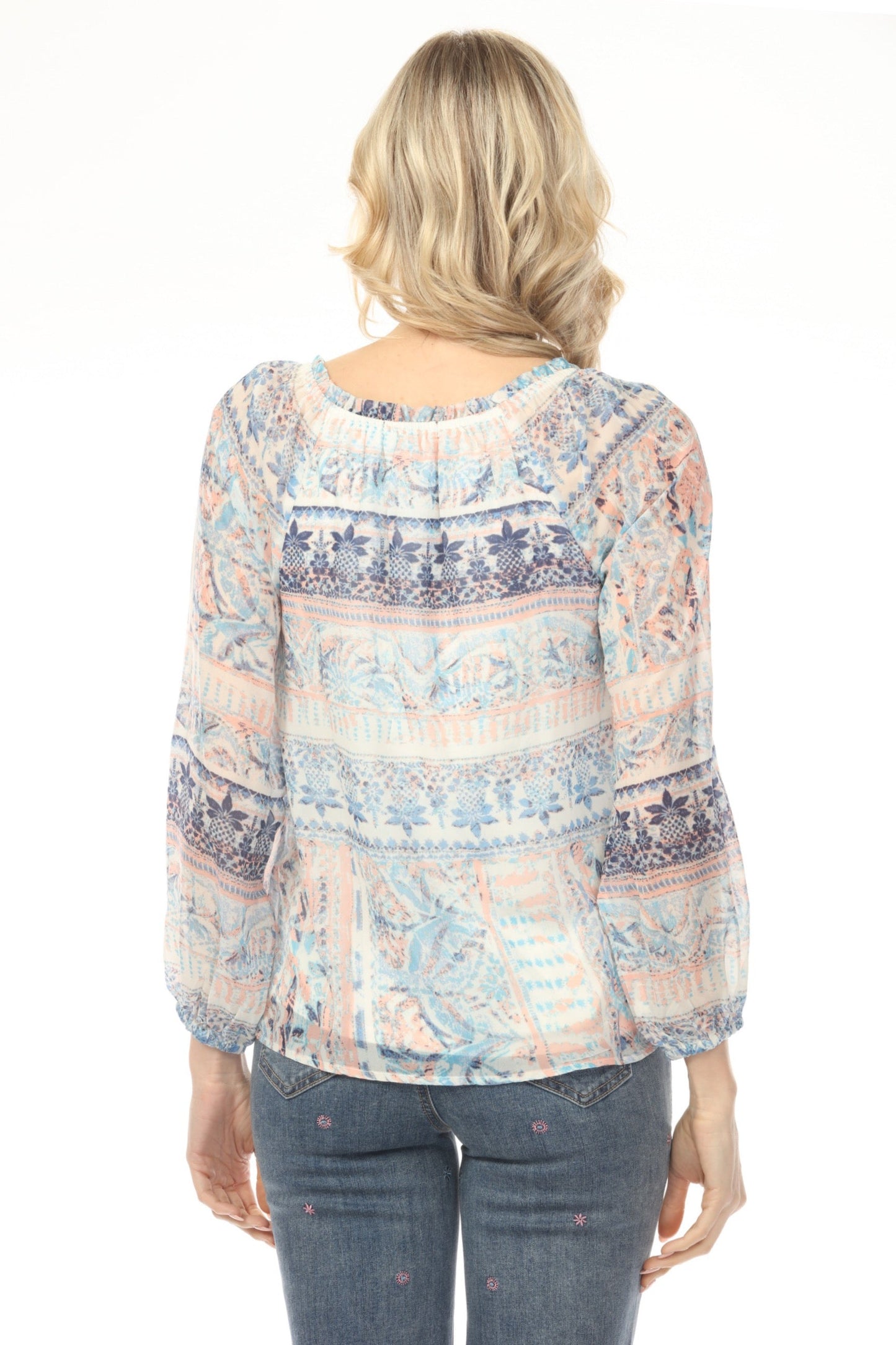 Charlie B Roots Printed Chiffon Raglan Sleeve Blouse C4503RP-680B