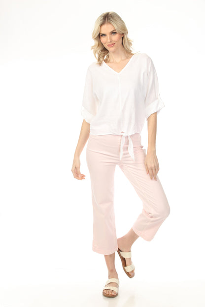 Charlie B Roll-Up Sleeve with Front Tie Top C4603-256C