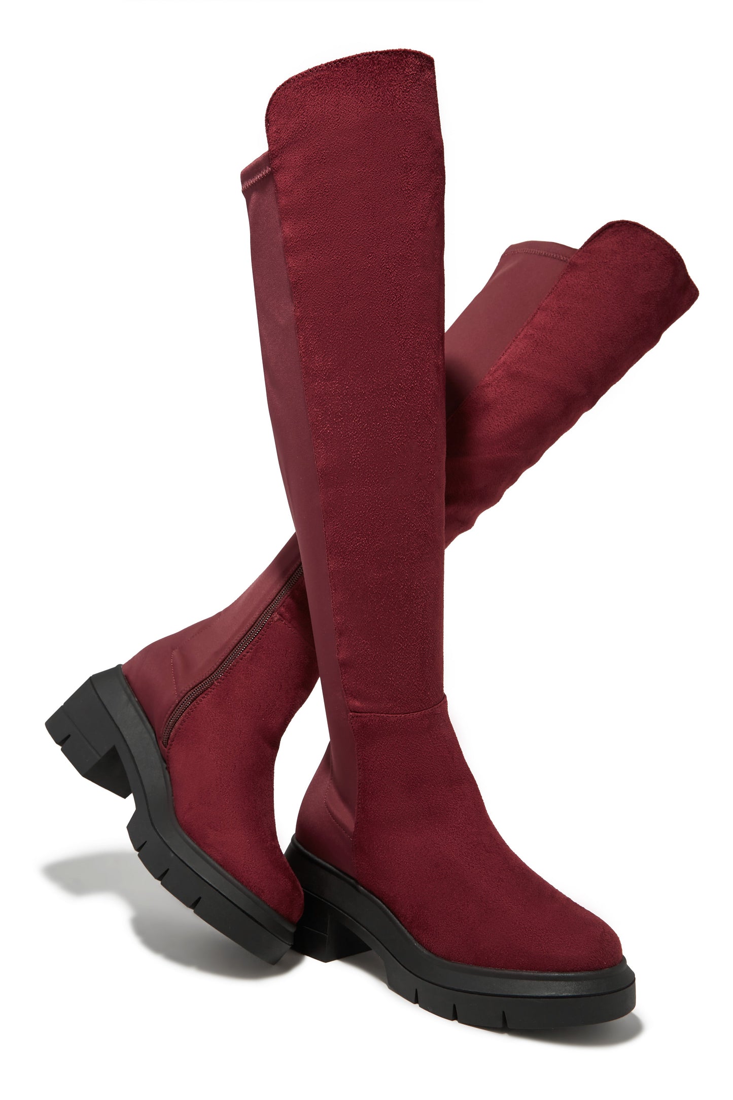Zerah Over The Knee Boots - Burgundy