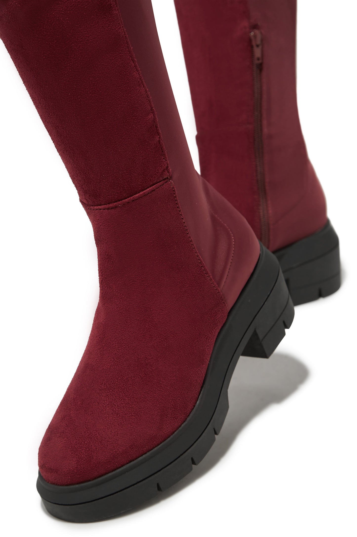 Zerah Over The Knee Boots - Burgundy