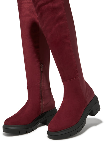 Zerah Over The Knee Boots - Burgundy