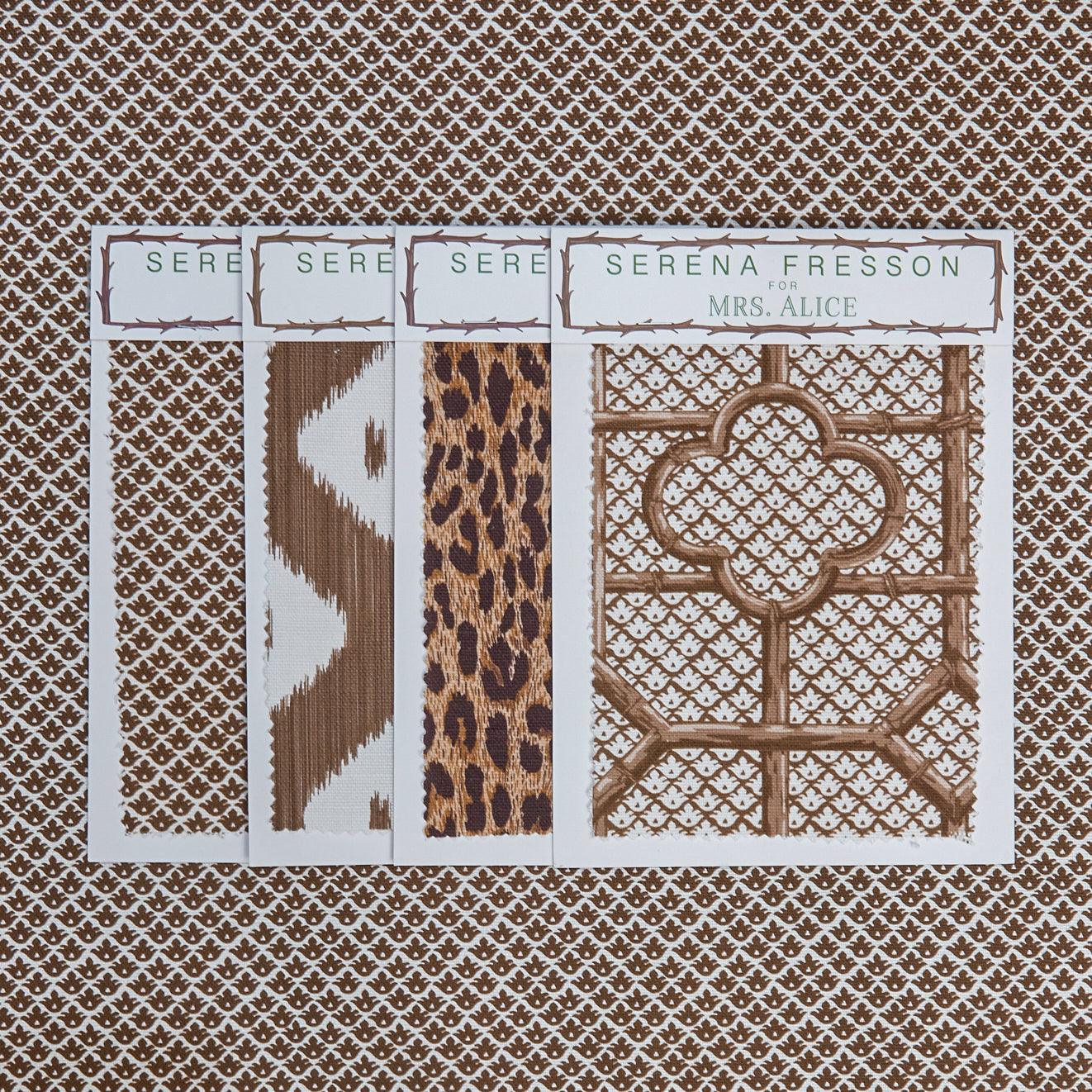 Chestnut Brown Lotus Flower Fabric