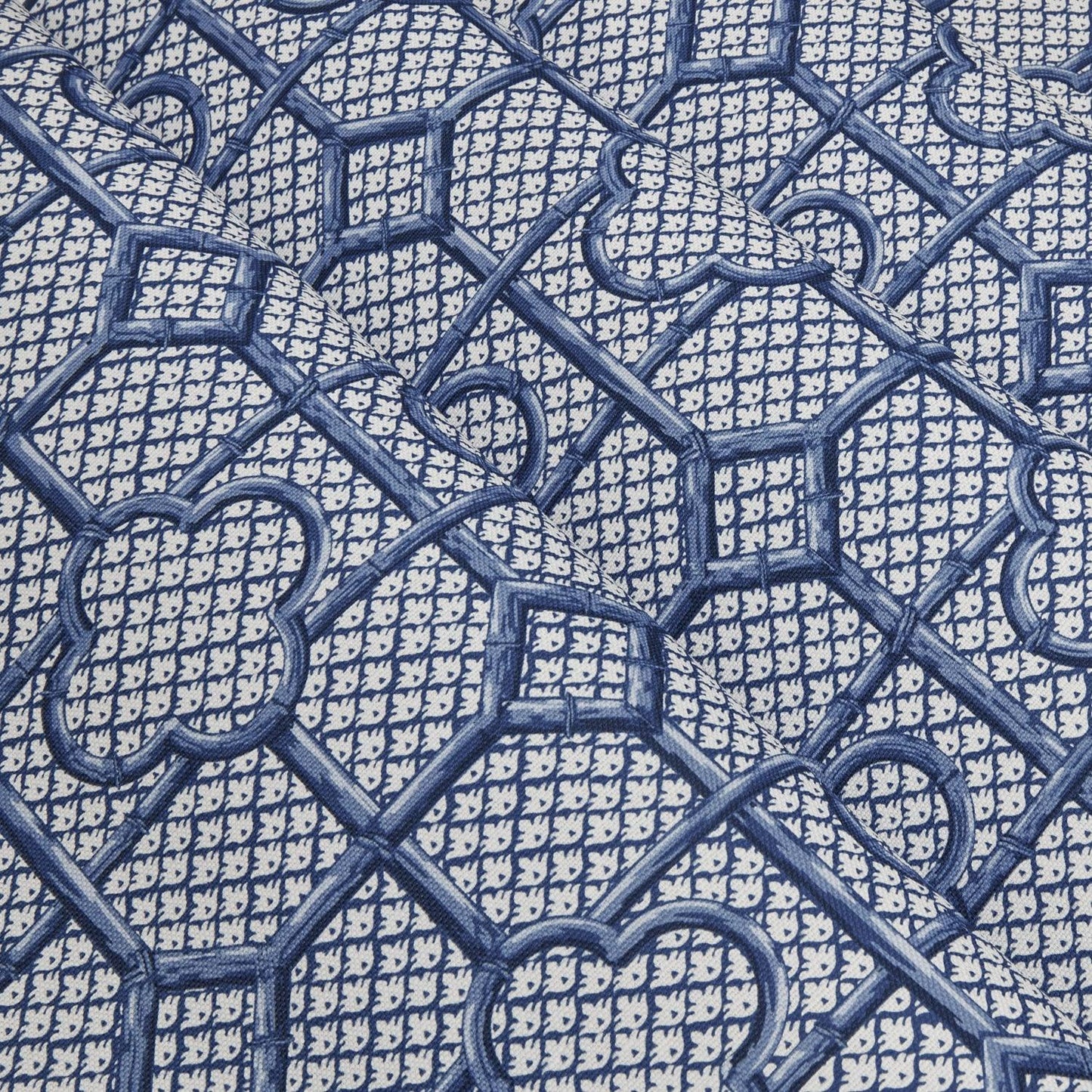 Cobalt Blue Bamboo Trellis Fabric