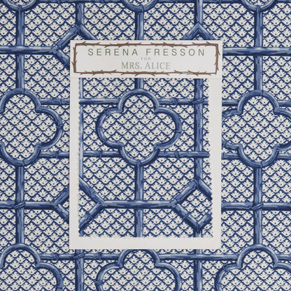 Cobalt Blue Bamboo Trellis Fabric