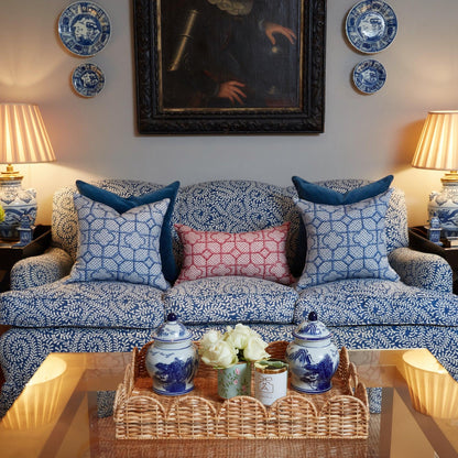 Cobalt Blue Bamboo Trellis Fabric