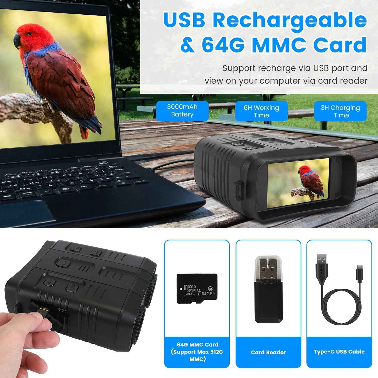 4K Night Vision Goggles – 10x Optical Zoom, 31MP, 800m IR Range, WiFi App & 3" LCD Screen