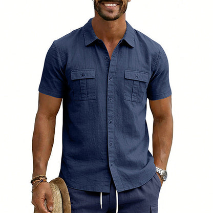 Men's Multi-Pocket Cargo Short-Sleeve Shirt