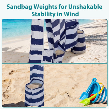 Beach Cottage - 6 Feet By 6 Feet, With Detachable Side Walls, A Simple Beach Sunshade Tent, Equipped With Storage Bags, Portable, UPF 50-- Standard
