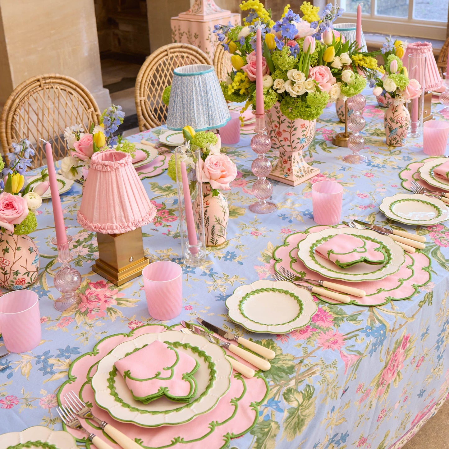 Pink & Green Amanda Placemats & Napkins (Set of 4)