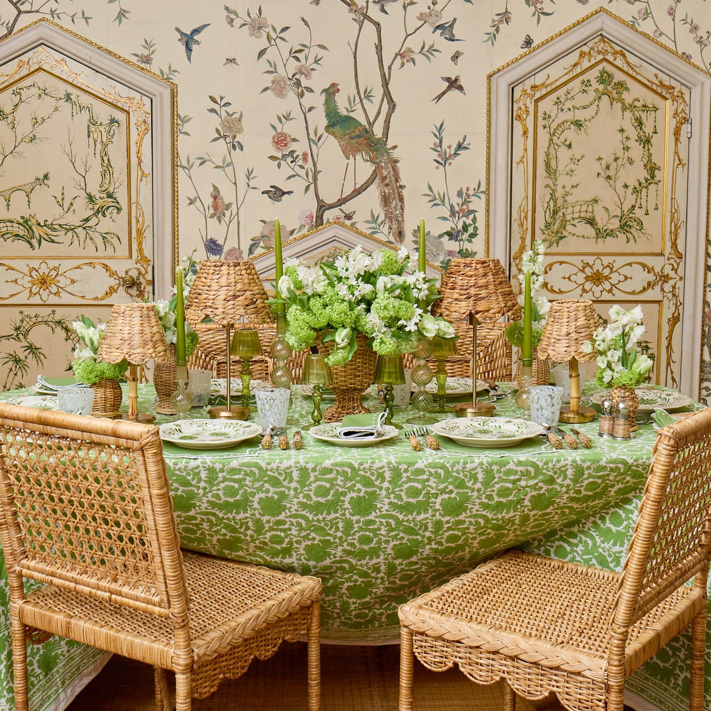 Spring Green Pheasant Tablecloth