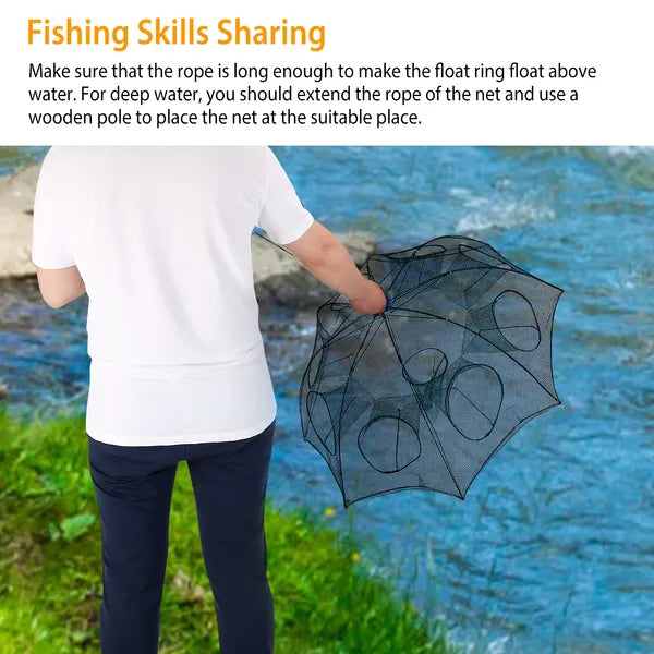Foldable Fishing Bait Trap with 8 Entrances – 2-Pack, Crab, Shrimp & Minnow