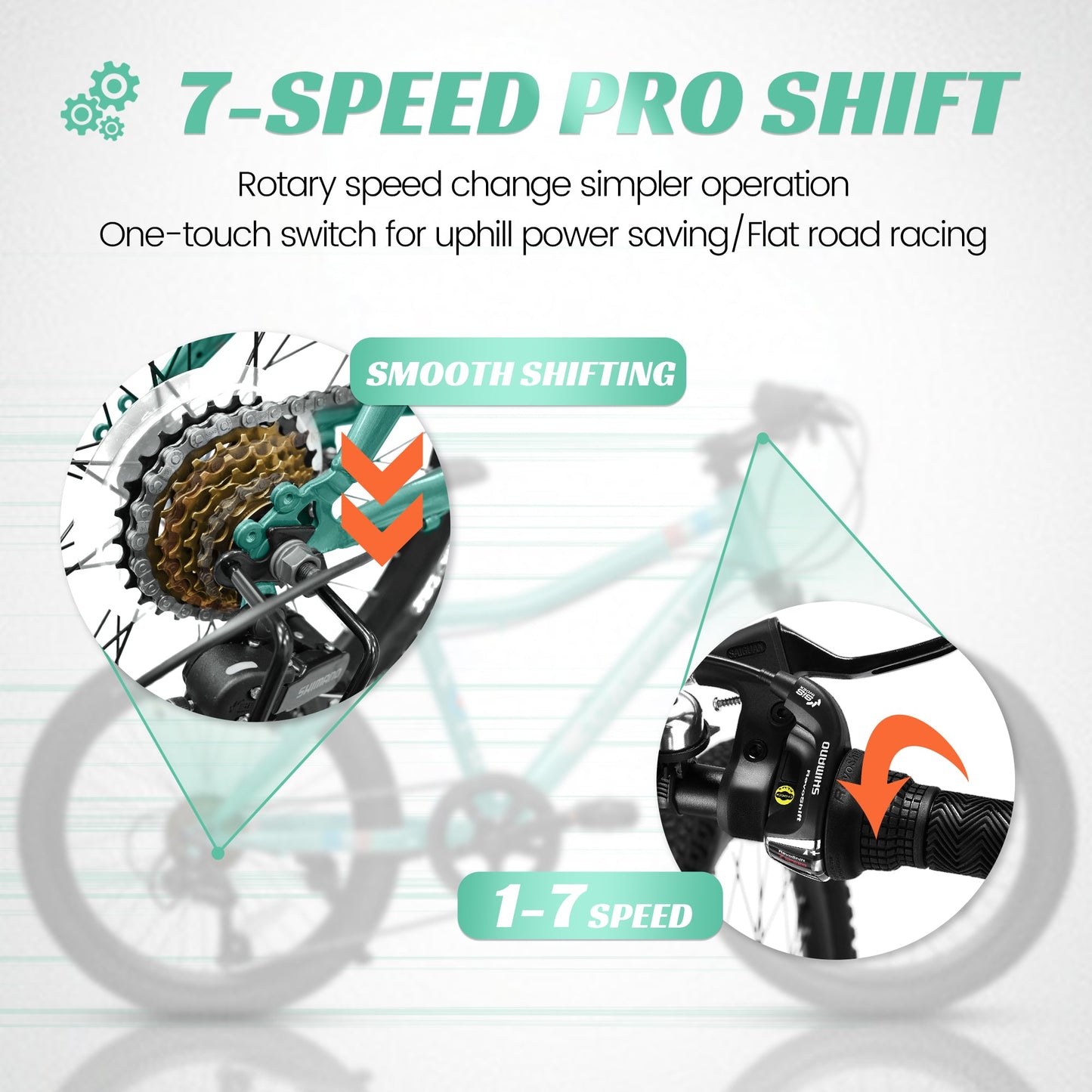 20" Kids Mountain Bike | Ages 6-12 | 7-Speed Shimano, Disc Brake & Front Suspension