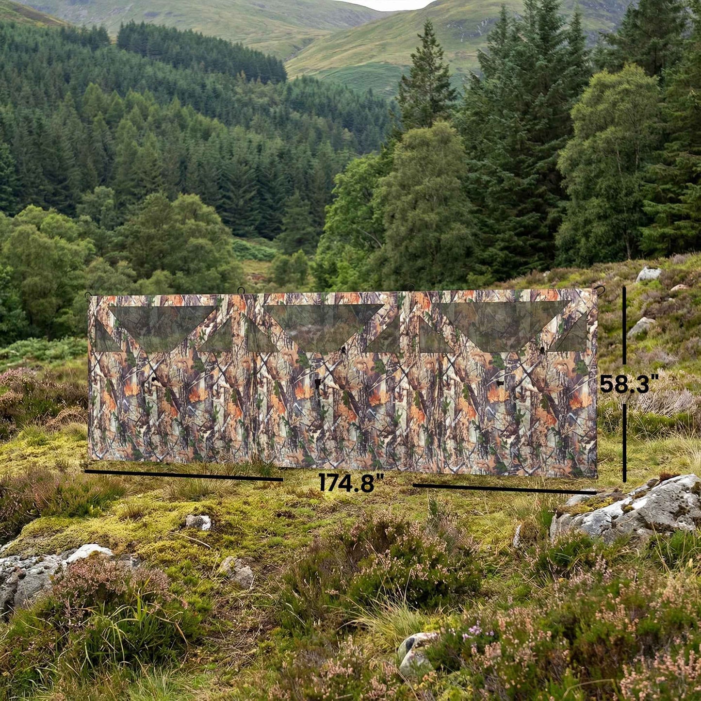 3-Panel Pop-Up Hunting Blind | 176" One-Way See-Through Camo Blind with Storage Pockets
