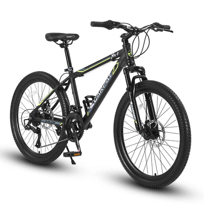 24" Youth Mountain Bike | Shimano 21-Speed, Dual Disc Brakes & Front Suspension