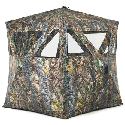 3-Person Pop-Up Ground Hunting Blind – Detachable Mesh Windows, Camo