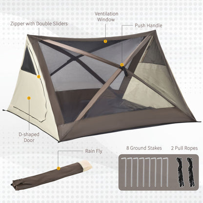 2-3 Person Pop-Up Camping Tent – Waterproof, Mesh Windows, Rainfly Included