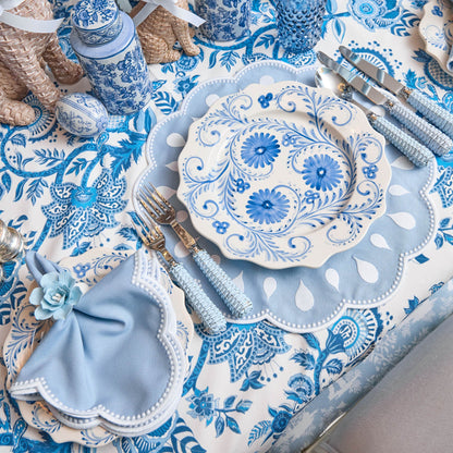 Blue Flowers Dinner & Starter Plates (Set of 8)