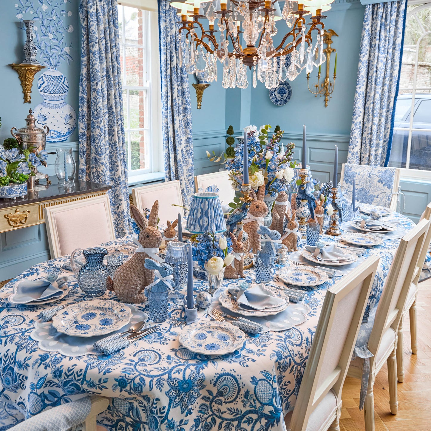 Blue Flowers Dinner & Starter Plates (Set of 8)