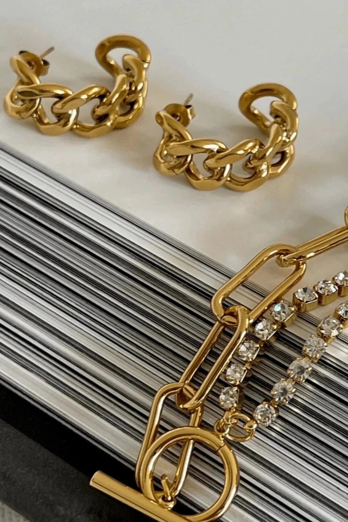 18k Braxton Chain Hoop Earrings