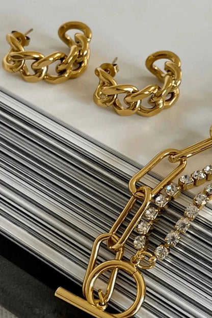 18k Braxton Chain Hoop Earrings