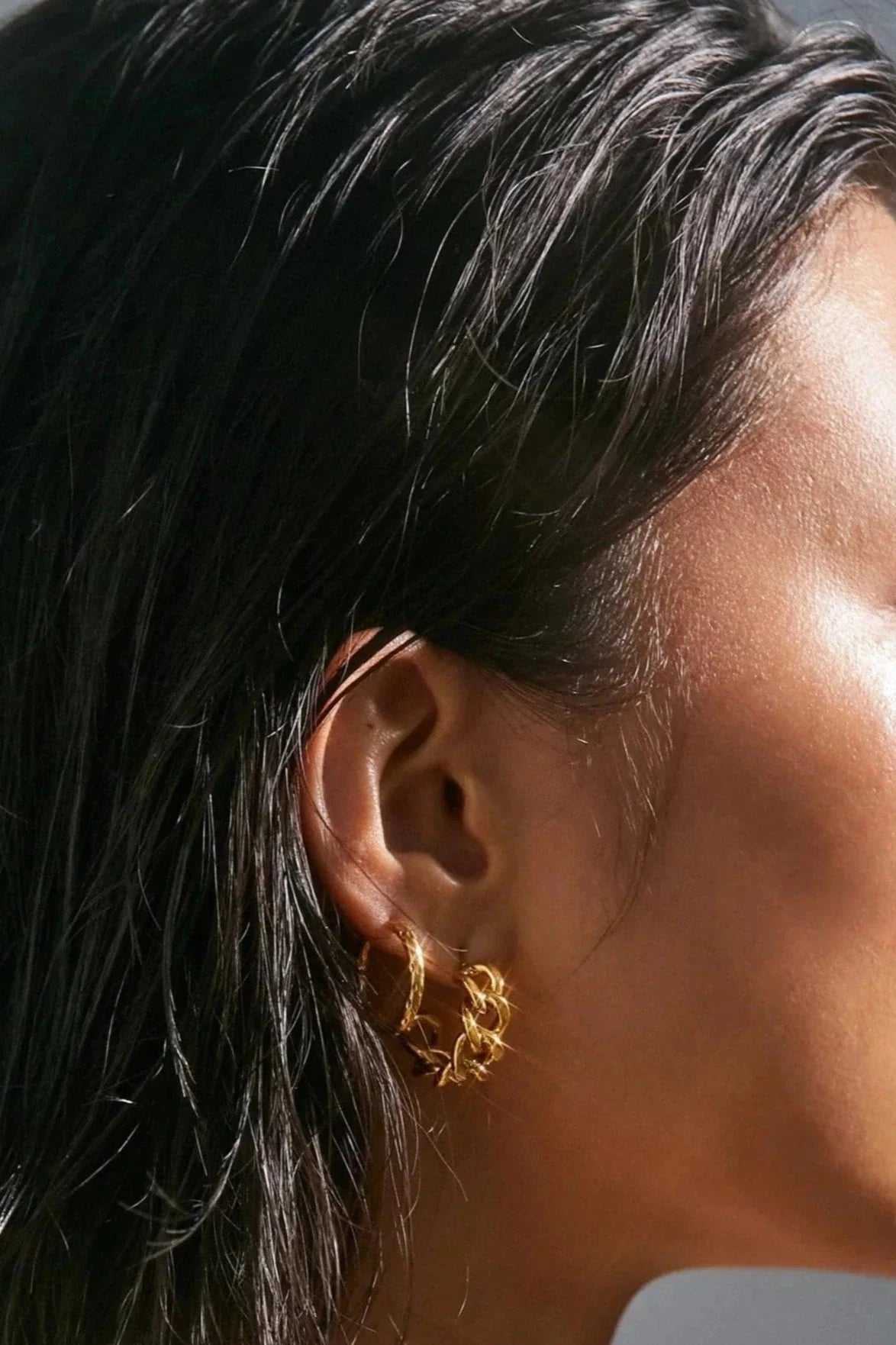 18k Braxton Chain Hoop Earrings