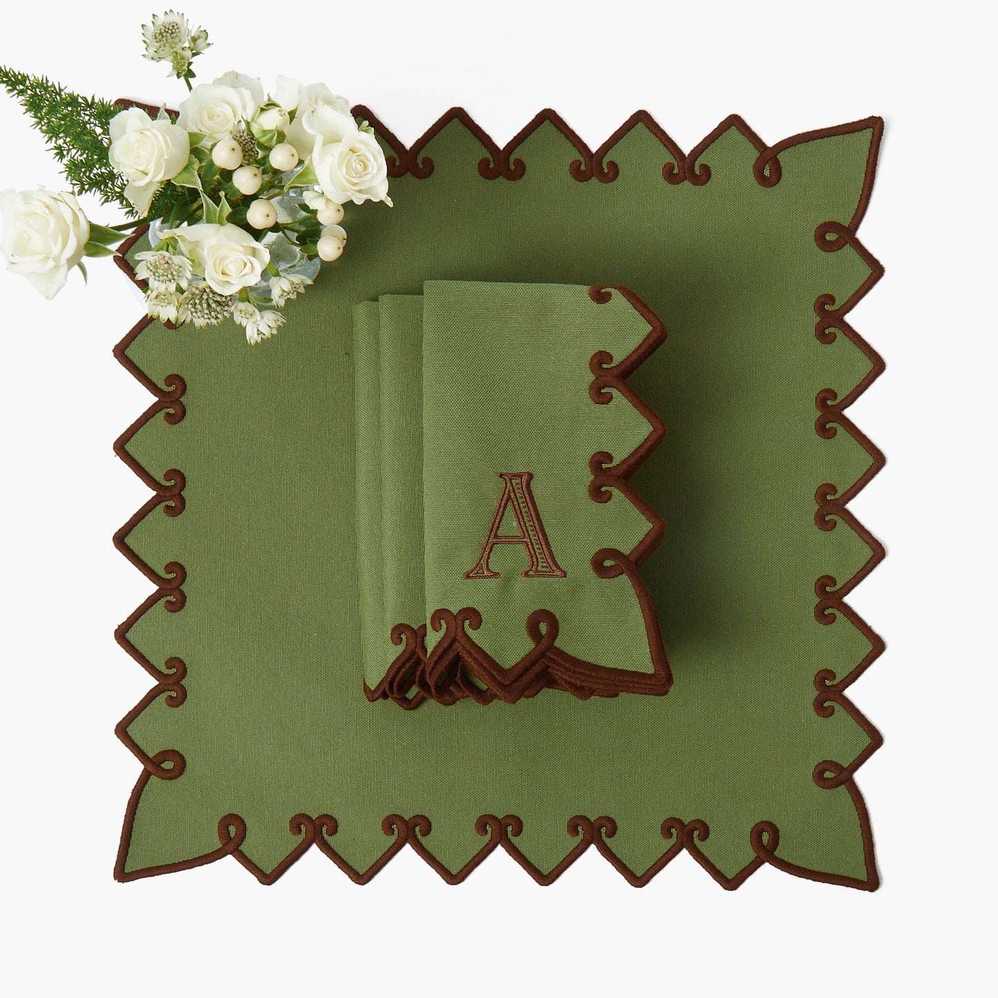 Forest Green & Brown Angelina Napkins (Set of 4)