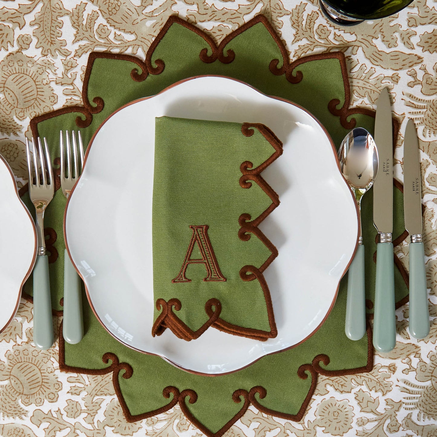 Forest Green & Brown Angelina Napkins (Set of 4)