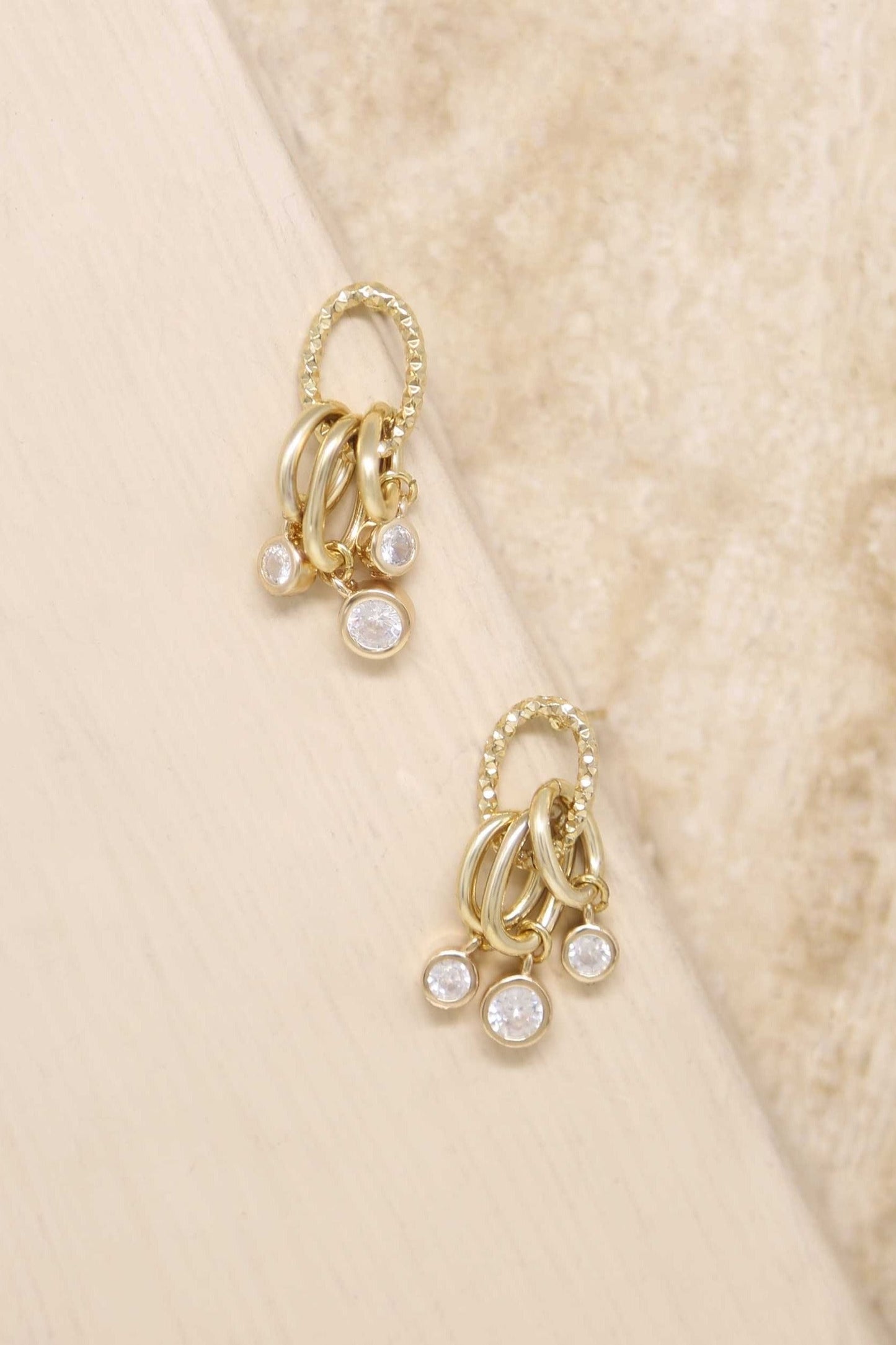 18k Mini Crystal Jingle Dangle EARRINGS