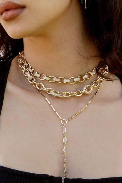 18k Chain Link Rhinestone Necklace