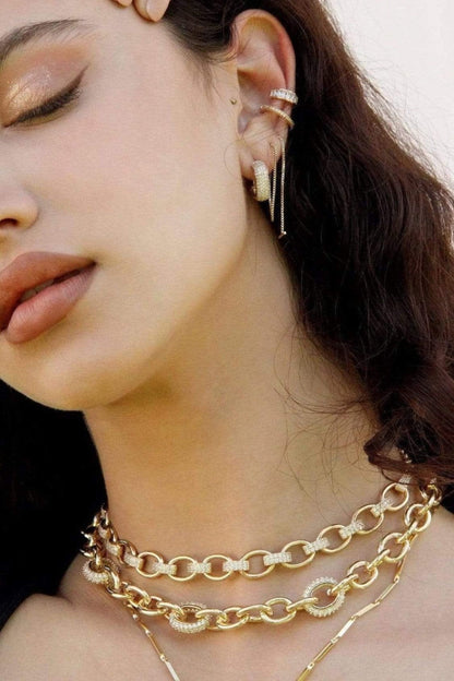 18k Chain Link Rhinestone Necklace