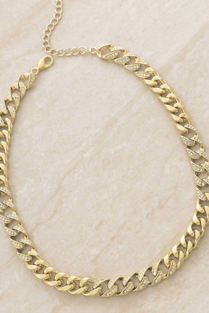 18k Chain Link Rhinestone Necklace