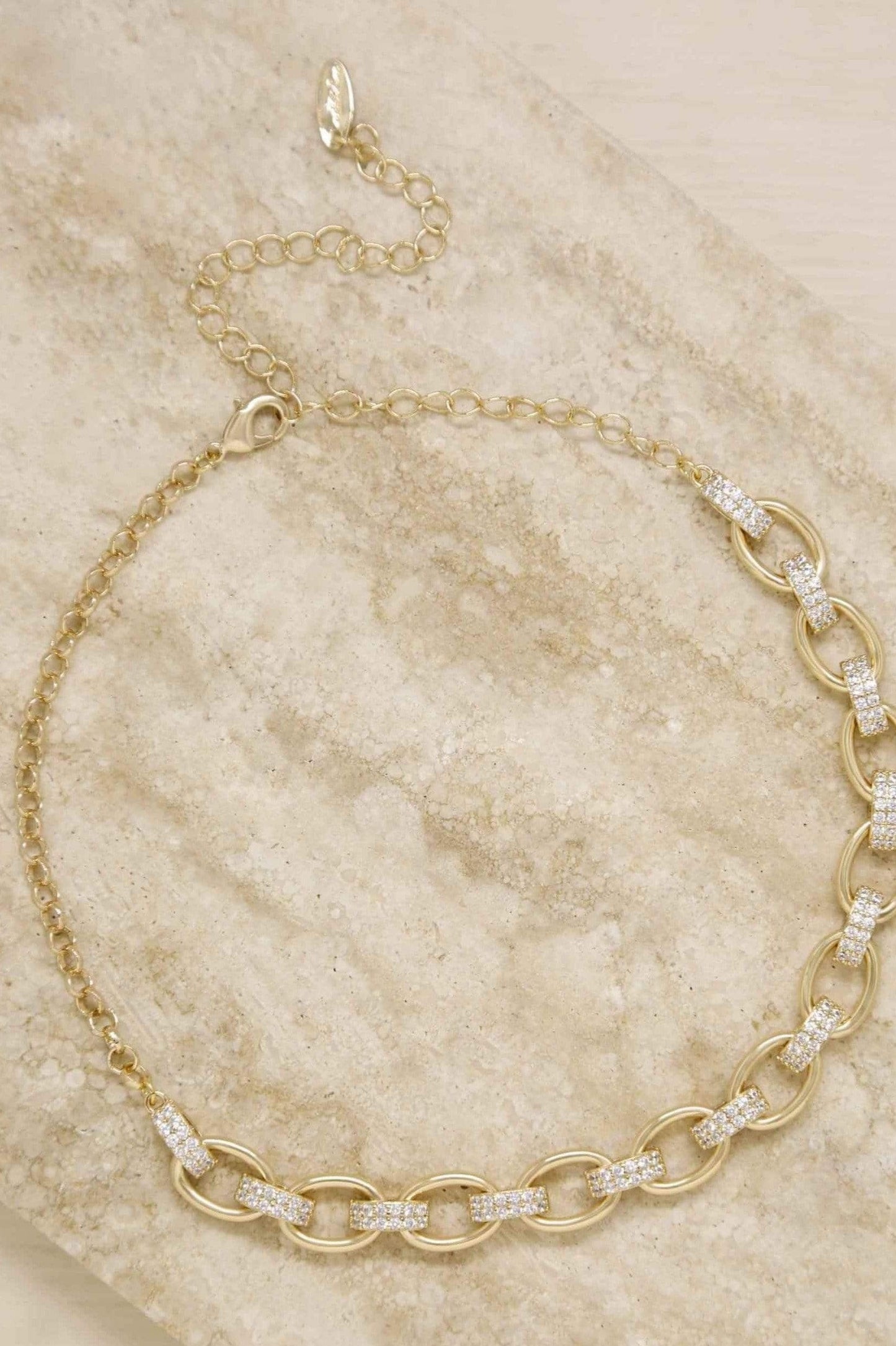 18k Chain Link Rhinestone Necklace