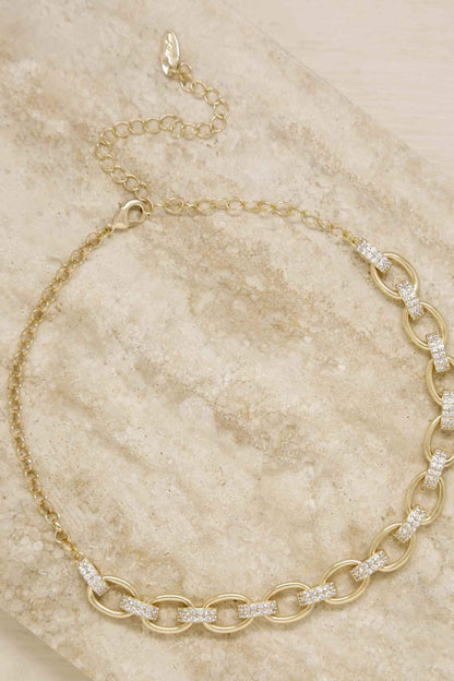 18k Chain Link Rhinestone Necklace