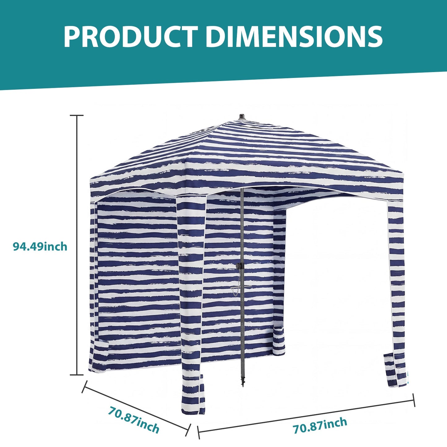 Beach Cottage - 6 Feet By 6 Feet, With Detachable Side Walls, A Simple Beach Sunshade Tent, Equipped With Storage Bags, Portable, UPF 50-- Standard