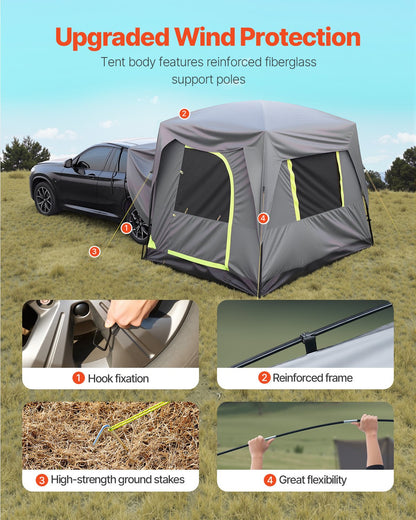SUV Tailgate Camping Tent with Movie Screen – 10×8 ft Waterproof PU2000mm Double-Layer Tent for 5–8 People